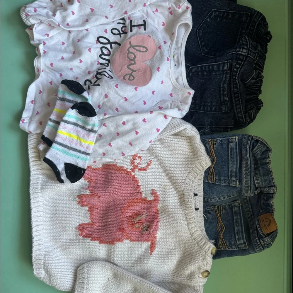 Lot Of 5 Size 2T -‎ 2 Jeans, Long Sleeve, Knit Sweater, Socks